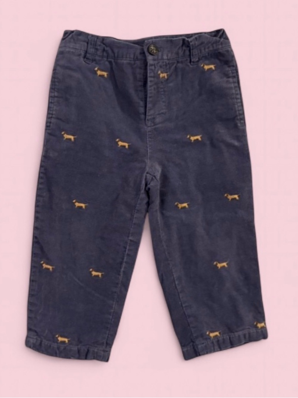 Kitestrings Baby Navy Corduroy Dog Embroidered Pants Sz 24M